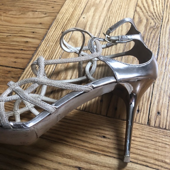 Jimmy Choo Strappy Sandals Size 43 / 12, Beige/Gold - Picture 9 of 15